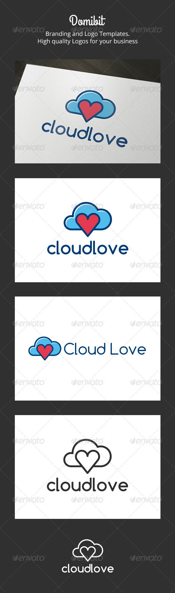Cloud Love Logo - Nature Logo Templates