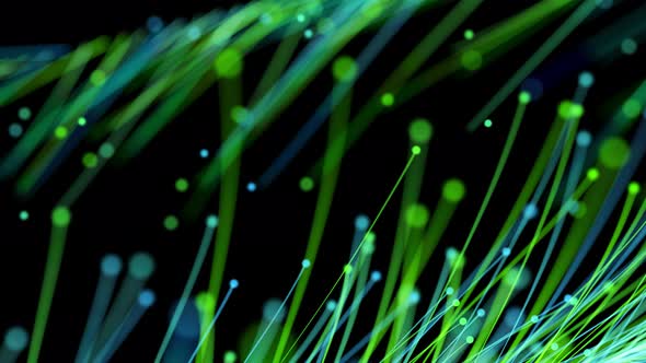 Abstract digital fiber optic lines moving dots background alt