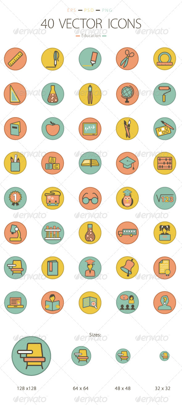 Set of 40 Education Icons - Web Icons