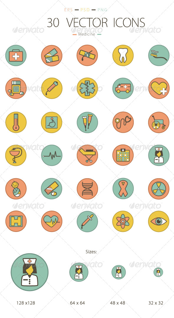 Set of 30 Medicine Icons - Miscellaneous Icons