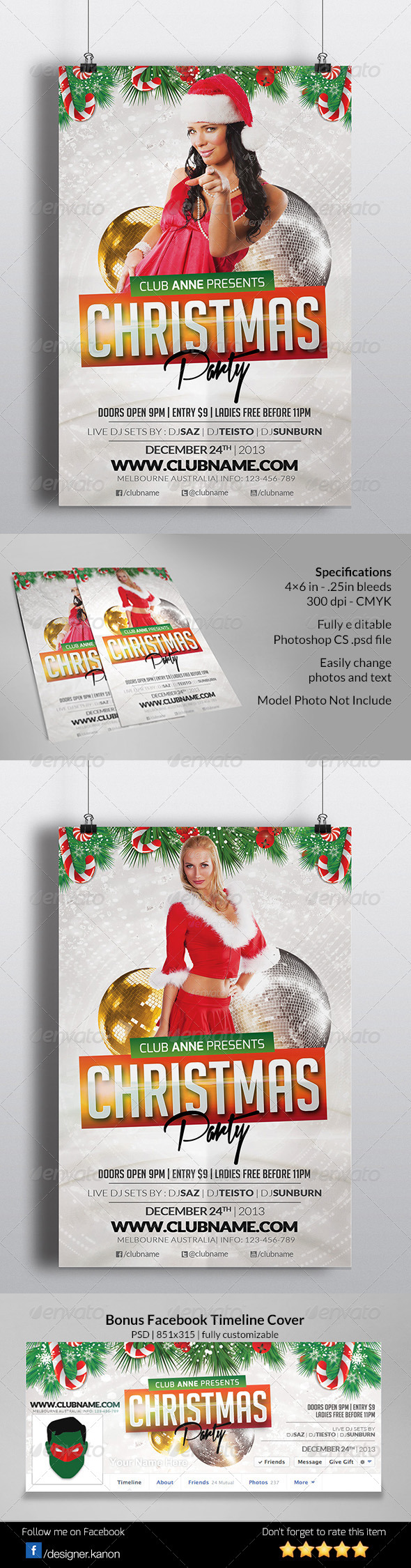 Christmas Event Flyer + Facebook Cover - Events Flyers