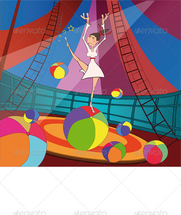 The Gymnast and Circus Cartoon - Sports/Activity Conceptual