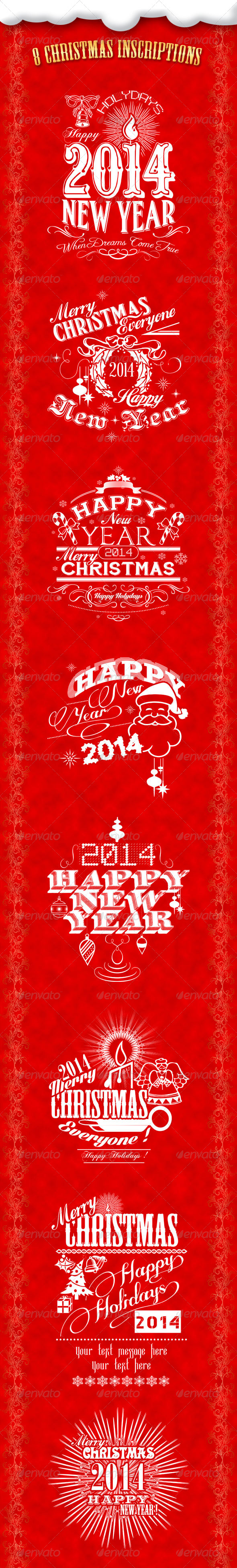 8 Cristmas Inscriptions - Badges & Stickers Web Elements
