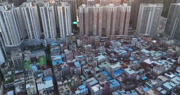 Aerial footage of landscape in shenzhen city, China alt