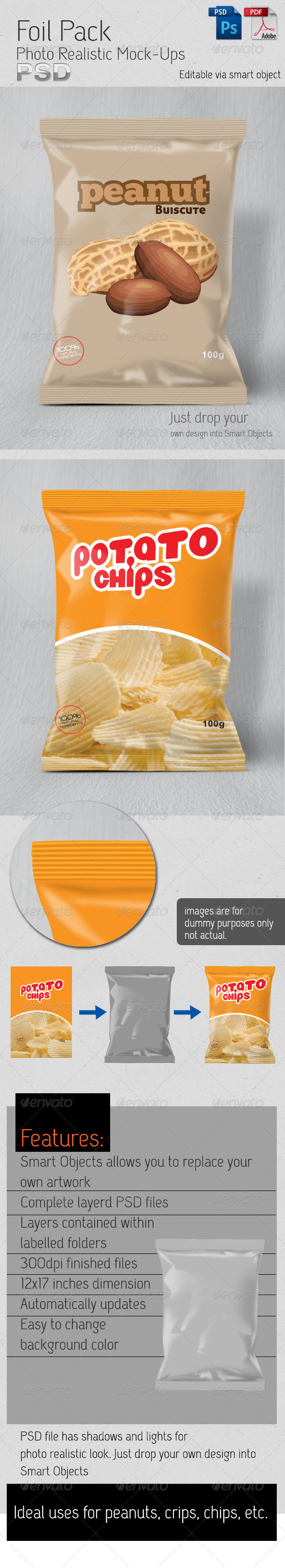 Foil Pack Photo Realistic Mock-Up - Food and Drink Packaging