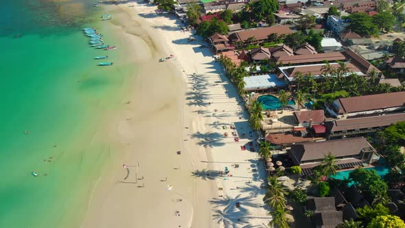 Aerial View of Coastline of Koh Phangan Island in Thailand