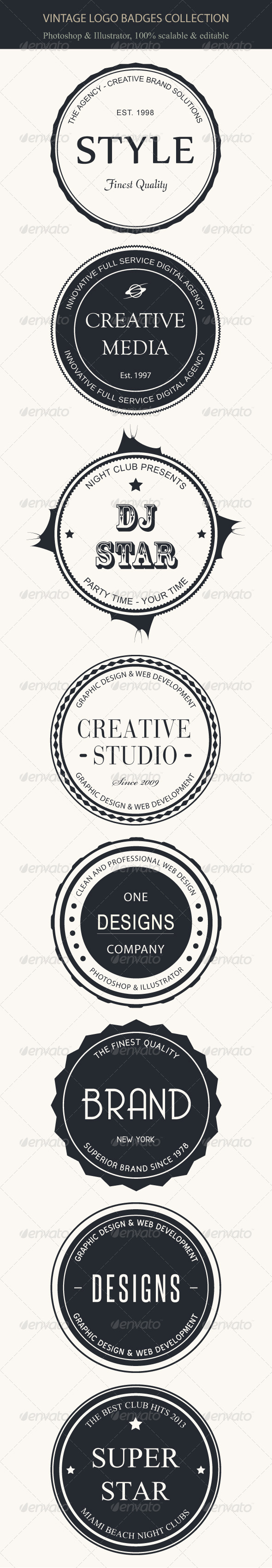 Vintage Logo Badges Collection - Badges & Stickers Web Elements