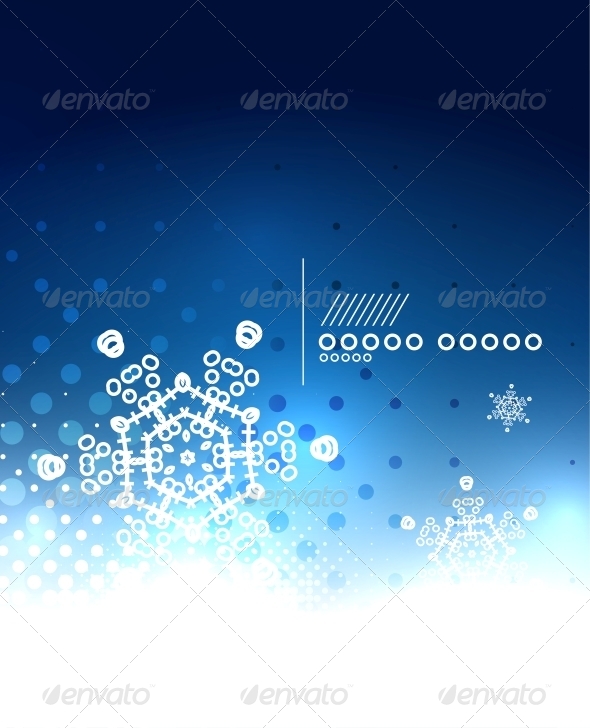 Blue Magic Sky and Snowflakes Winter Background - Christmas Seasons/Holidays