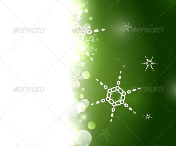 Green Christmas Snowflake Geometric Background - Christmas Seasons/Holidays