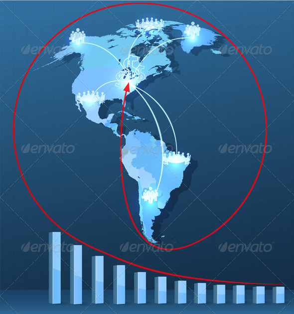 World Map with Social Network Connections - Concepts Business