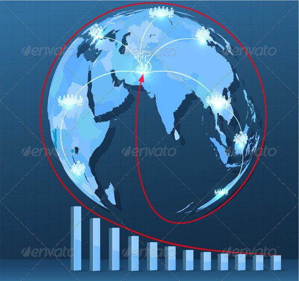 World Map with Social Network Connections Europe. - Concepts Business