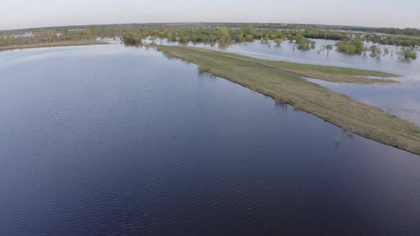 Aerial Drone Footage of High Water in Spring Time