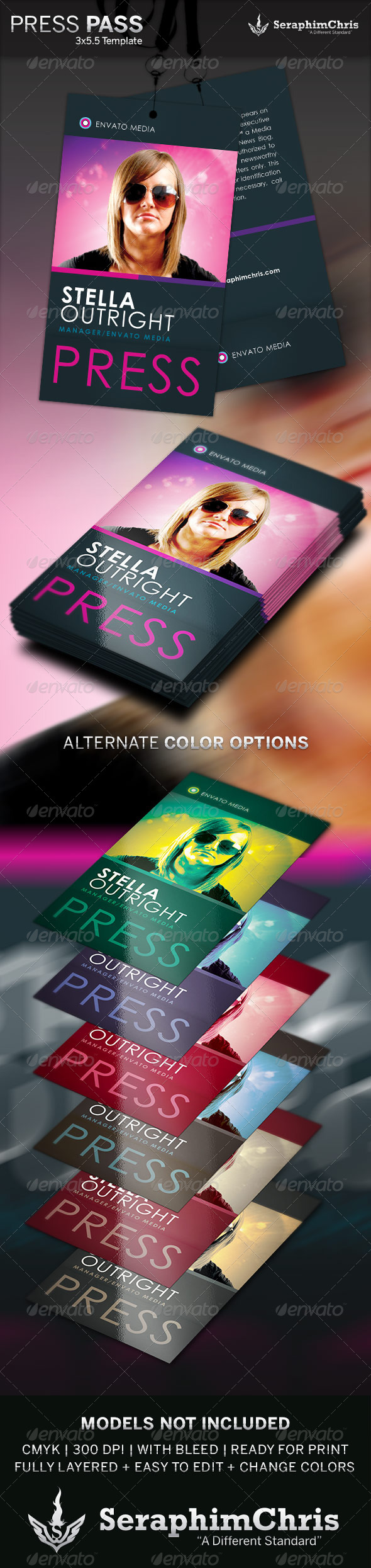 Press Pass 4 Template - Miscellaneous Print Templates