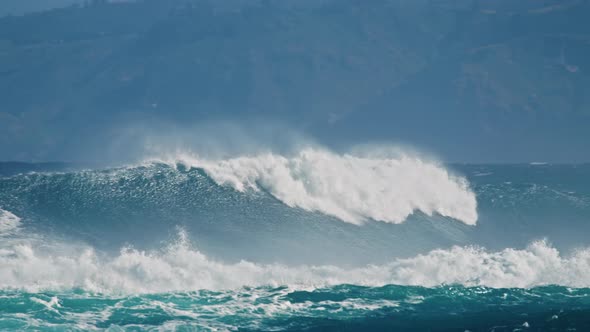Extreme Ocean Wave Crushing at Coast Powerful Waves Breaking Splashing Water alt