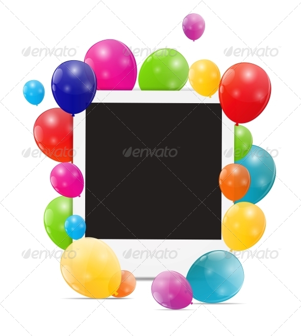 Color Glossy Balloons Birthday Card - Birthdays Seasons/Holidays