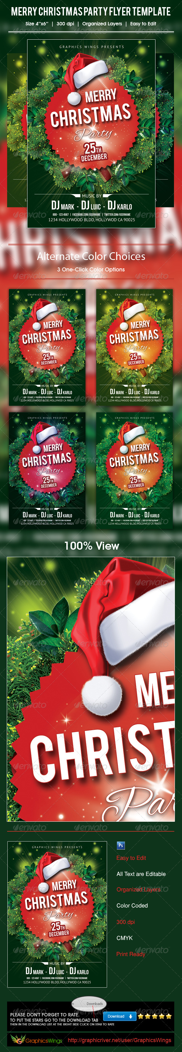 Merry Christmas Party Flyer Template - Events Flyers