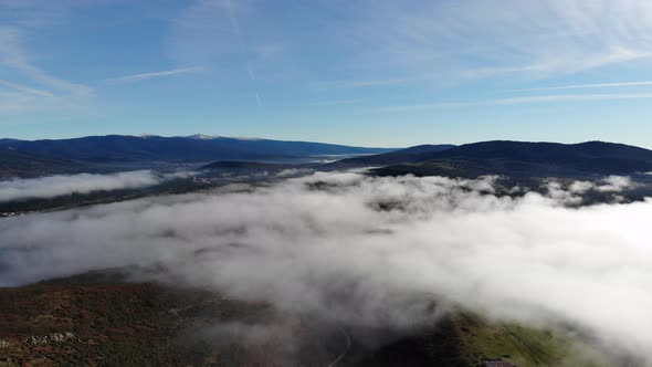 Mountain sea of fog Drone Timelapse - Palacios de la Sierra 4K