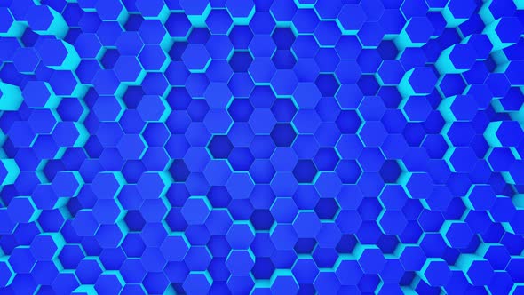 Tech background Hexagon Blue. 4K video.