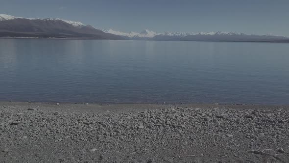 Shore of Lake Pukaki in New Zealand