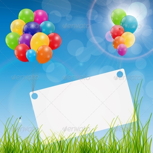 Color Glossy Balloons Birthday Card - Birthdays Seasons/Holidays