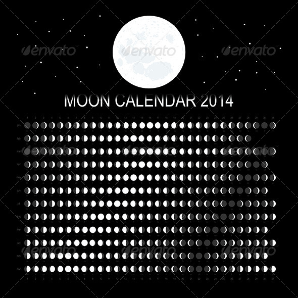 Moon Calendar 2014 - Decorative Symbols Decorative