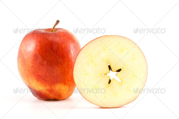 organic juicy green apples. above view Stock Photo by nblxer