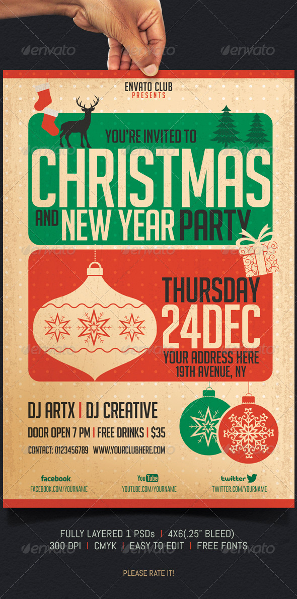 Christmas and New Year Party - Events Flyers