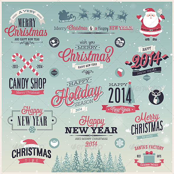 Christmas Set - Labels and Emblems. - Christmas Seasons/Holidays