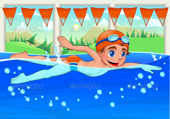 Young Swimmer in the Swimming Pool - Sports/Activity Conceptual
