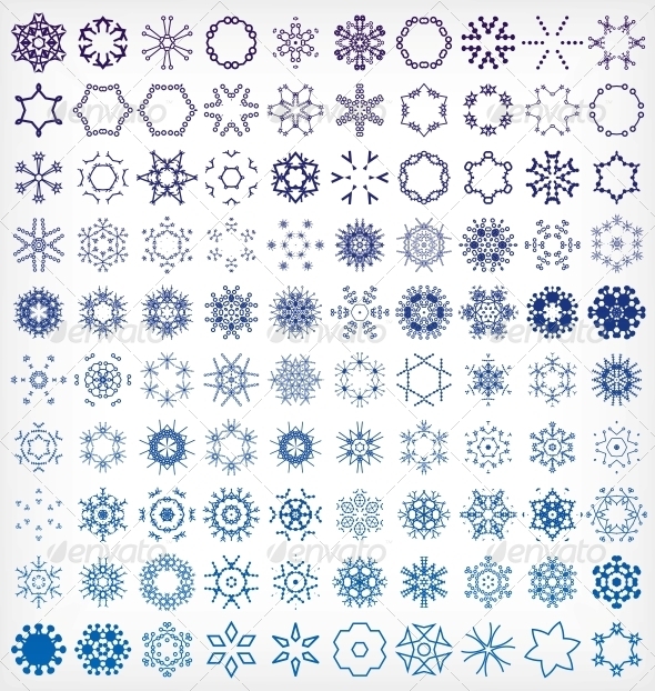 Set of Winter Snowflake Icons - Christmas Seasons/Holidays