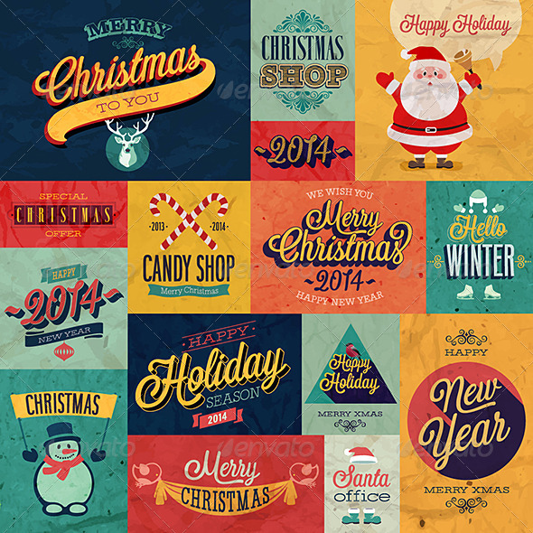 Christmas Set - Emblems and Decorative Elements. - Christmas Seasons/Holidays