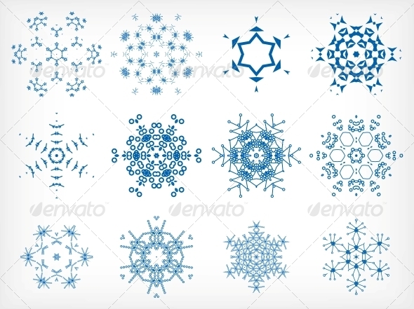 Set of Isolated Snowflakes for Christmas Decor - Christmas Seasons/Holidays