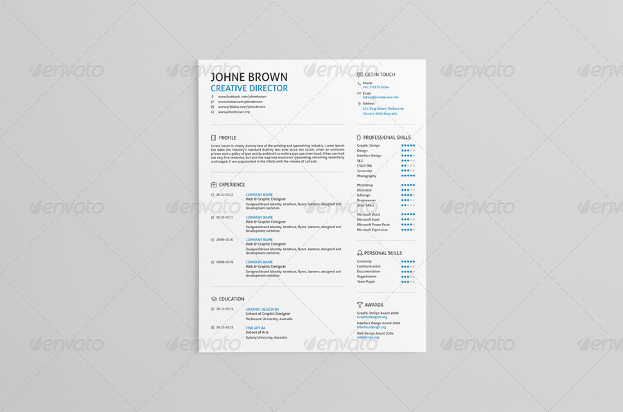 Flat | Resume by bloomthemez | GraphicRiver