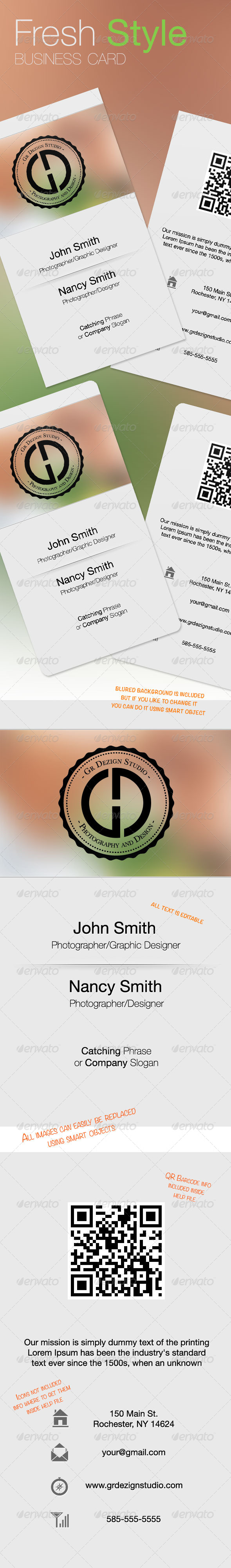 Fresh Style Business Card (Vertical) - Corporate Business Cards