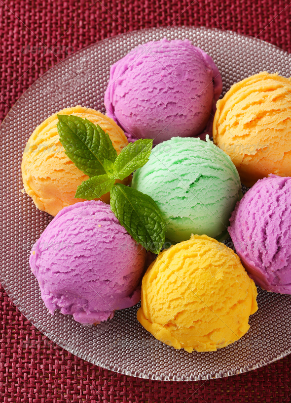 Scoops of ice cream assorted flavors Stock Photo by Vikif PhotoDune
