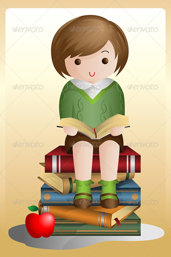 Young Student Reading - People Characters