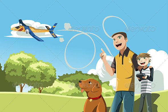 Father and Son Playing - People Characters