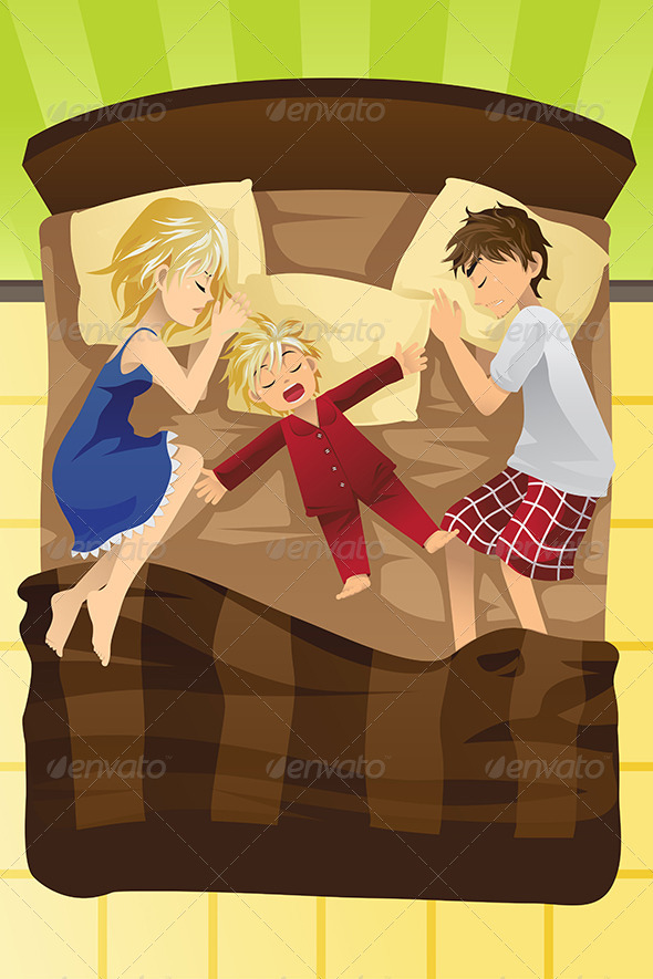 Parents Sleeping with Child - People Characters
