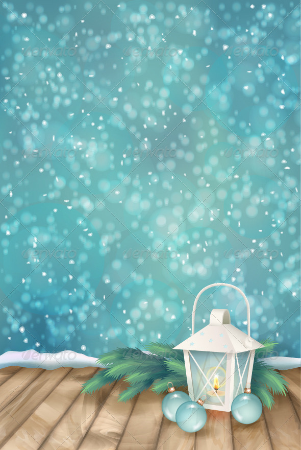 Vector Winter Christmas Scene Background - Christmas Seasons/Holidays