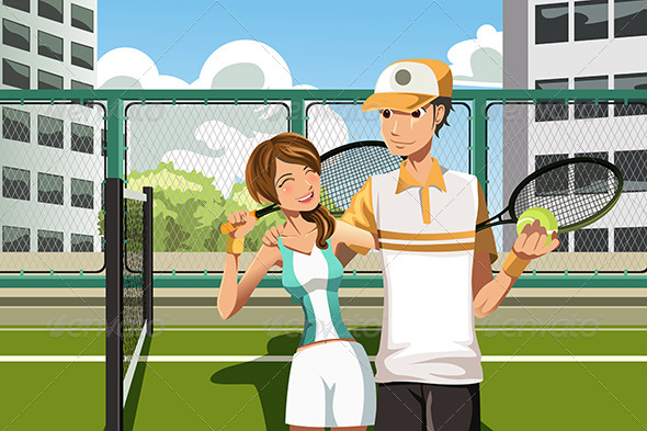 Couple Playing Tennis - Sports/Activity Conceptual
