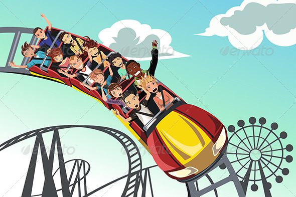 People Riding Roller Coaster - People Characters