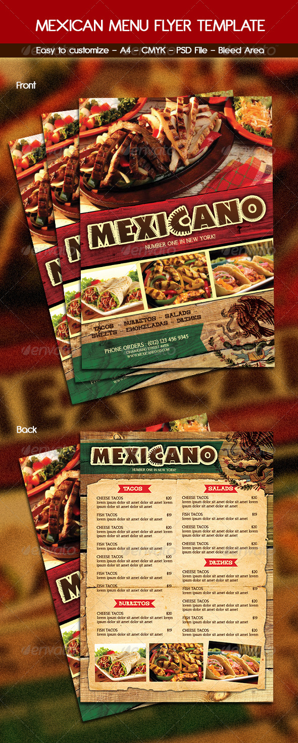 Mexican Food Menu - Food Menus Print Templates