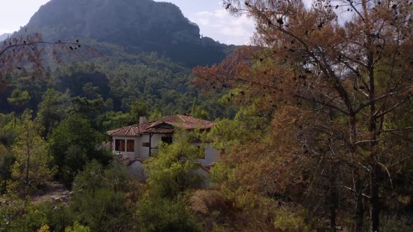 Beautiful House in Mountains Surrounded with Green Pine Trees alt