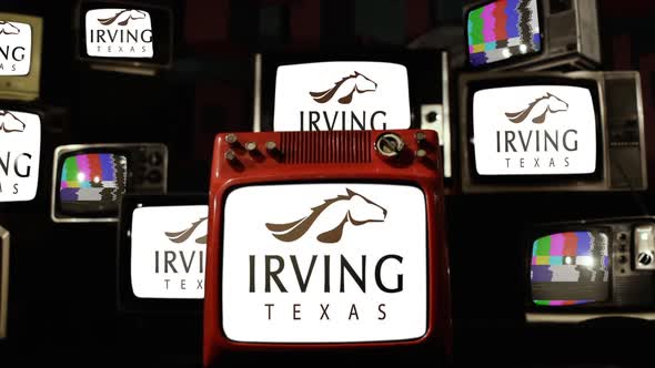 Flag of Irving, Texas, on Retro TVs.