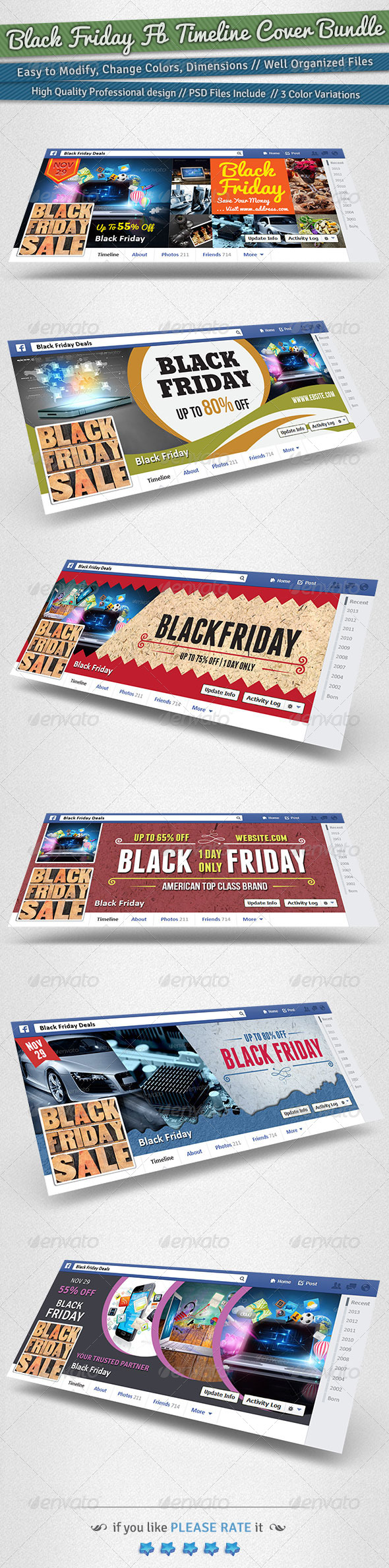 Black Friday / Promotion FB Timeline Cover Bundle - Facebook Timeline Covers Social Media