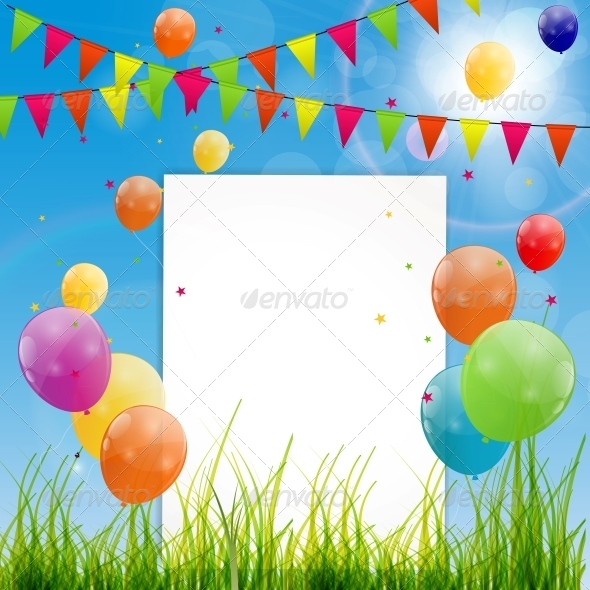 Color Glossy Balloons Birthday Card - Birthdays Seasons/Holidays