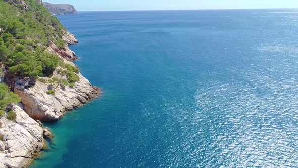 Flight Over Beautiful Seashore at Mallorca