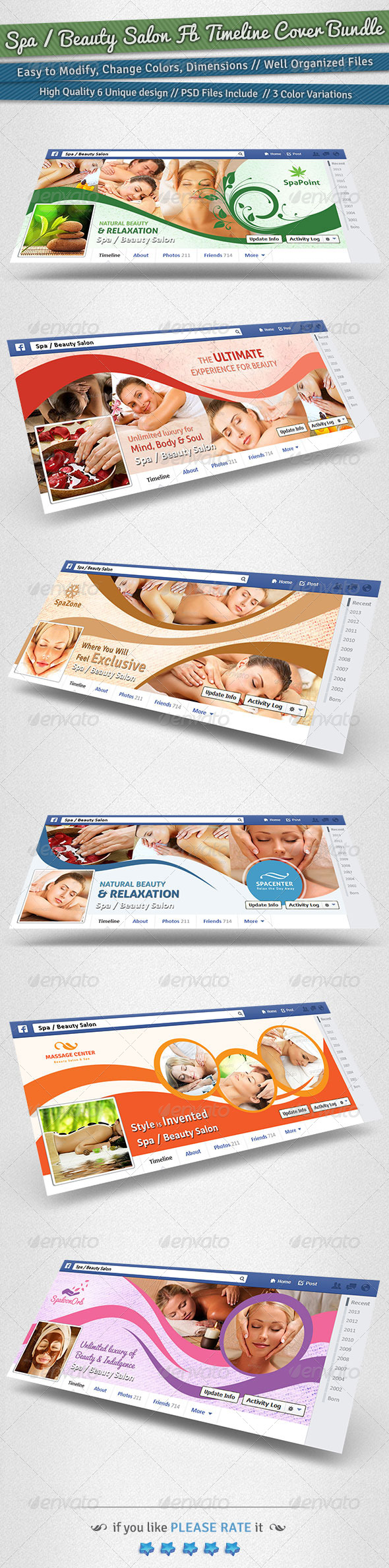 Spa / Beauty Salon Facebook Timeline Cover Bundle - Facebook Timeline Covers Social Media
