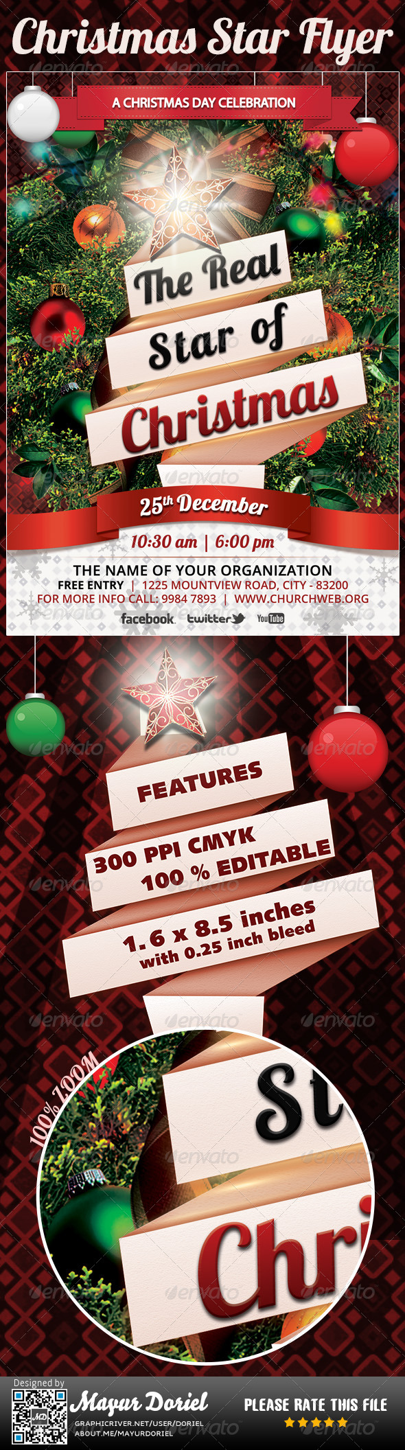 Christmas Star Flyer Template - Miscellaneous Events