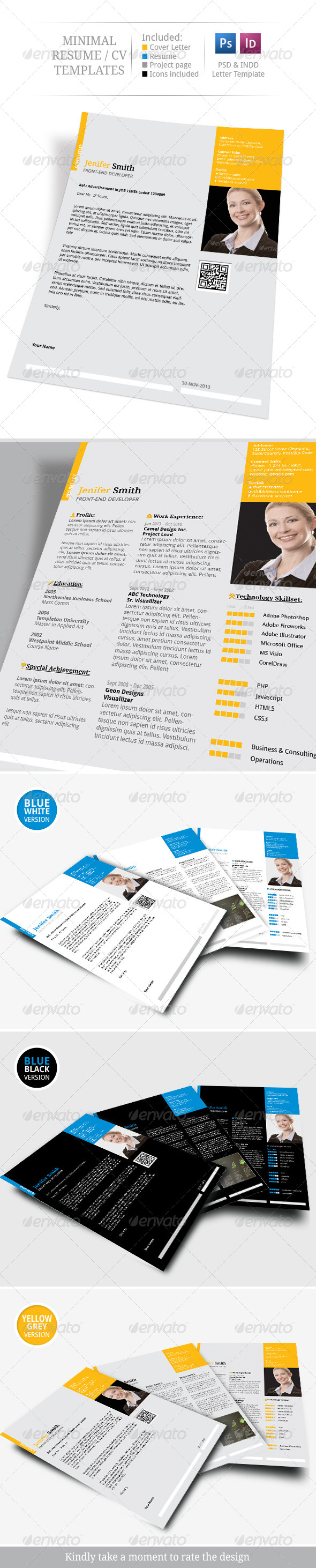 Minimal Resume/ CV Set - Resumes Stationery